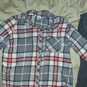 Sonoma Women's Red and Gray Plaid Button Down Shirt